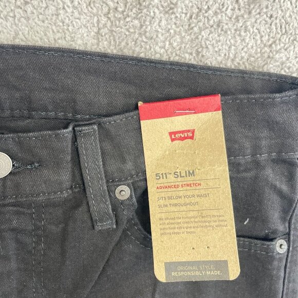 NEW Levis 511 Slim Straight Jeans Men's 32x32 Black Stretch - Picture 6 of 7